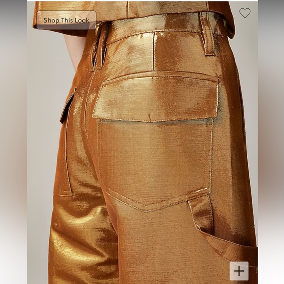 NWT Christopher John Rogers x J. CREW gold carpenter pants size 6. - Picture 2 of 7